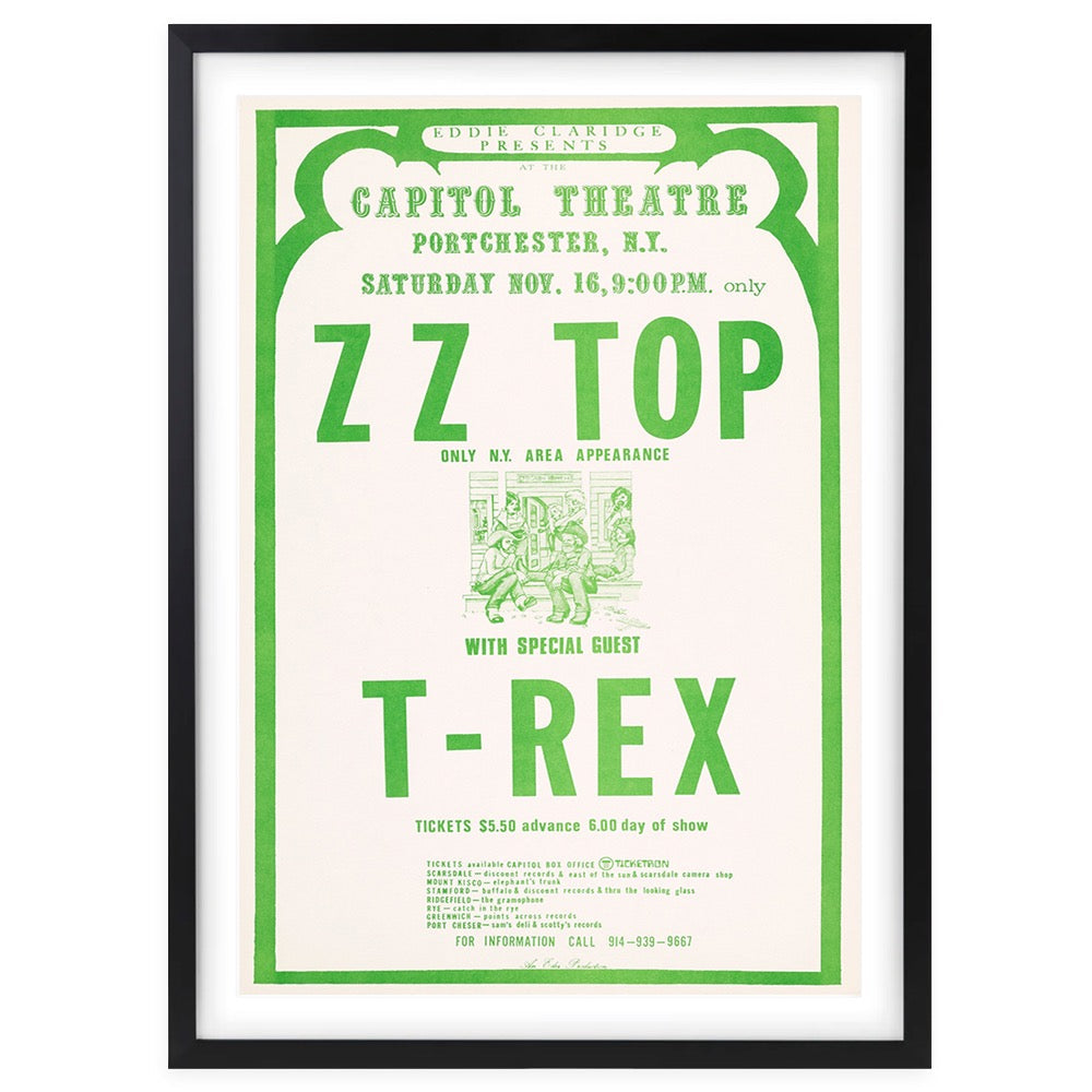 Zz Top - T-Rex 1974 105cm x 81cm Framed A1 Art Print
