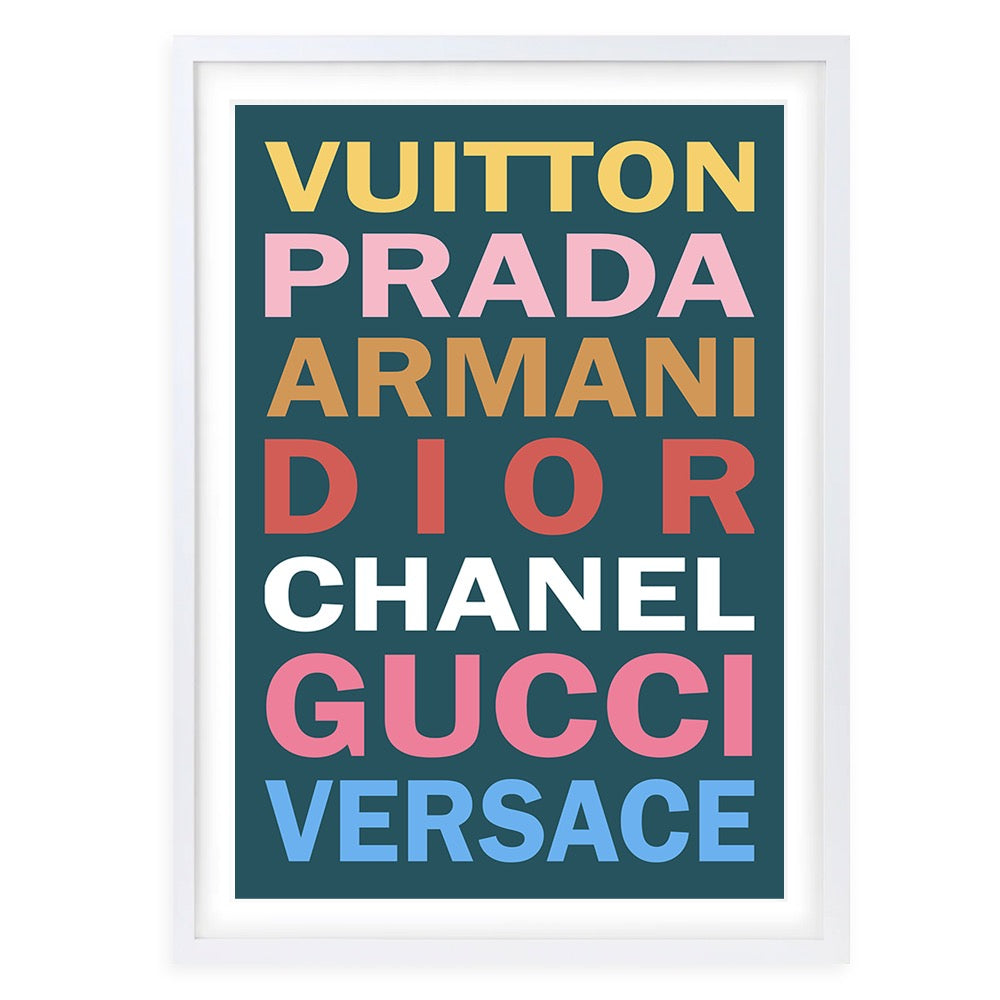Fashion Names Bold Colour 2 105cm x 81cm Framed A1 Art Print