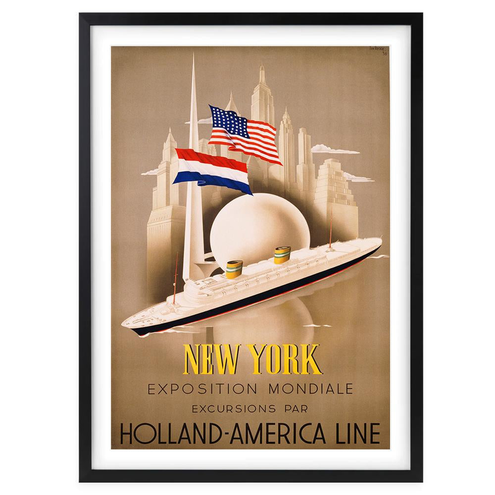 New York Holland America Line 105cm x 81cm Framed A1 Art Print