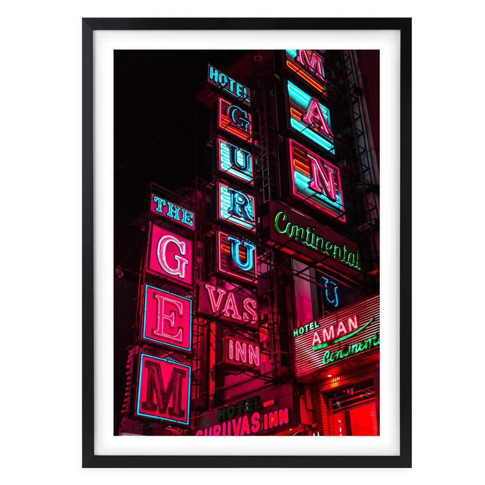 Hotel Guru Neon 105cm x 81cm Framed A1 Art Print