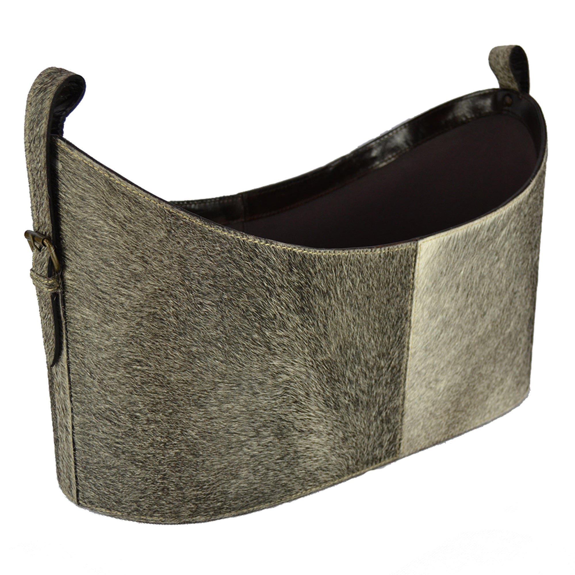 Boat Neck Fur Leather Magazine Basket (2 Colors to Choose)