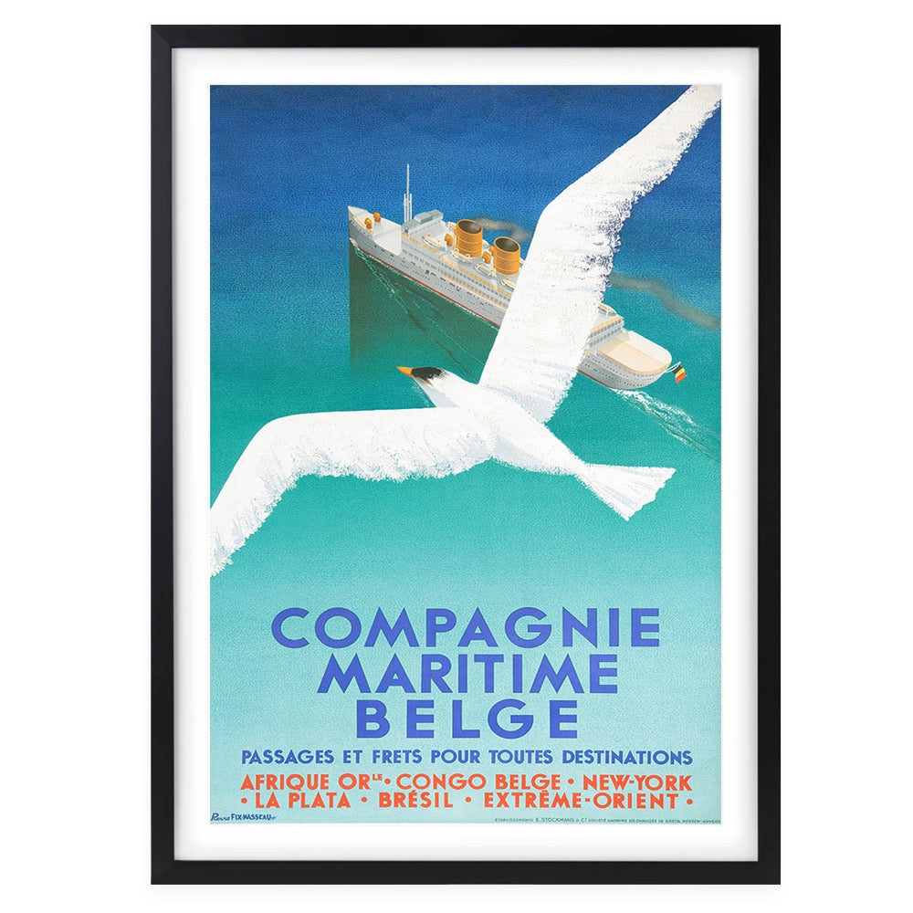Compagnie Maritime Belge Large 105cm x 81cm Framed A1 Art Print