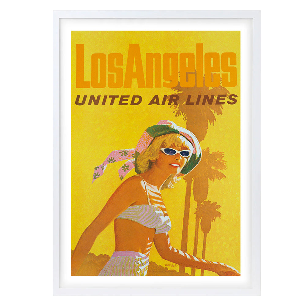 Los Angeles United Airlines 105cm x 81cm Framed A1 Art Print