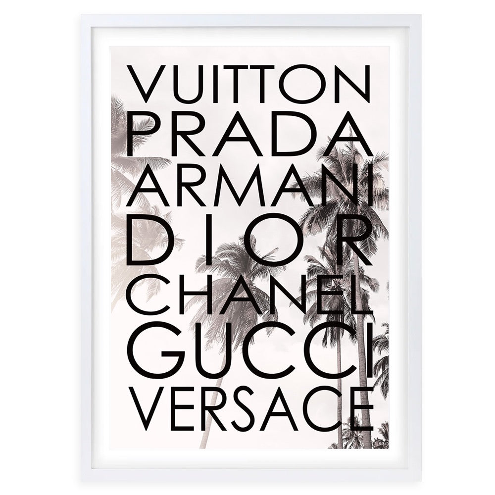 Fashion Names On Palm Trees 105cm x 81cm Framed A1 Art Print