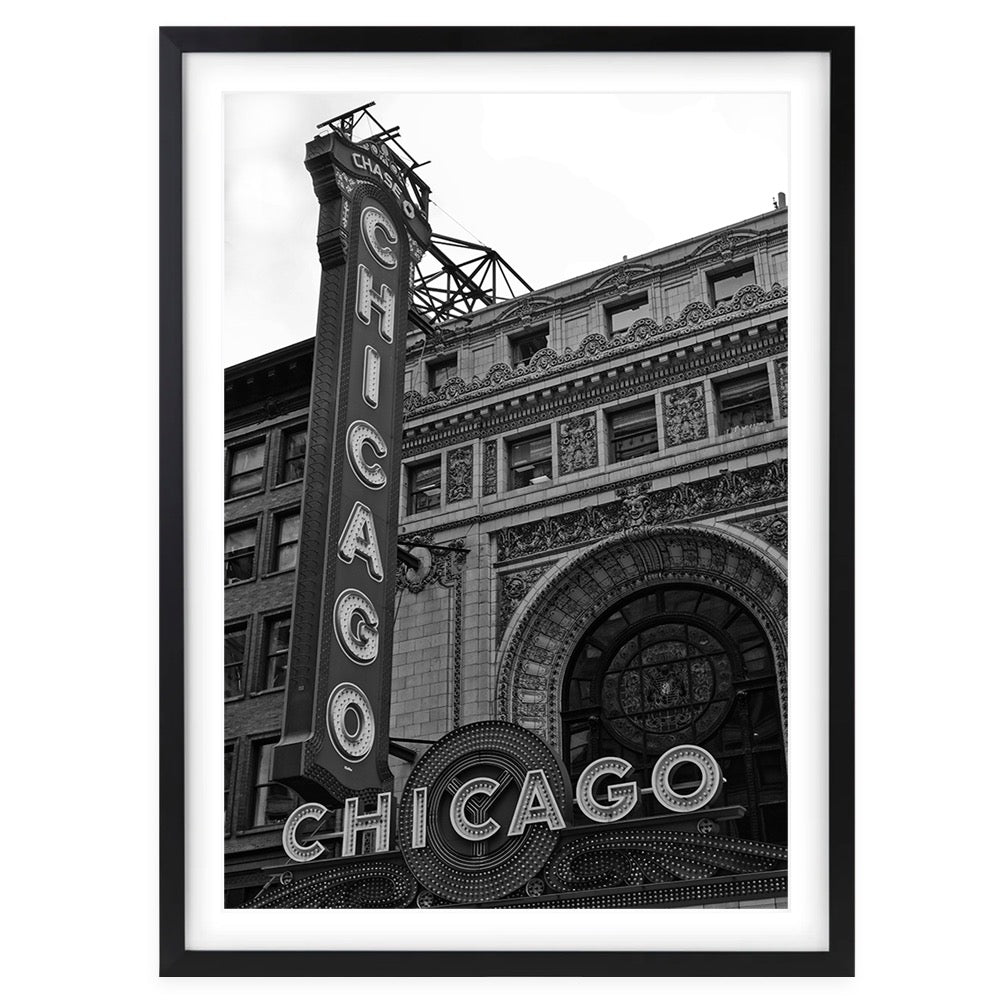 Chicago Theatre Large 105cm x 81cm Framed A1 Art Print
