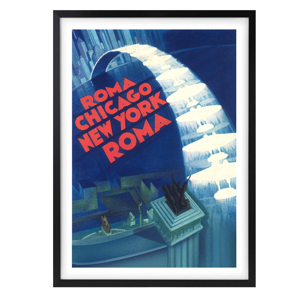 Roma Chicago New York 105cm x 81cm Framed A1 Art Print