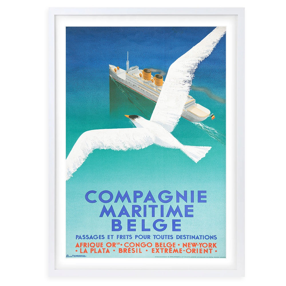 Compagnie Maritime Belge Large 105cm x 81cm Framed A1 Art Print