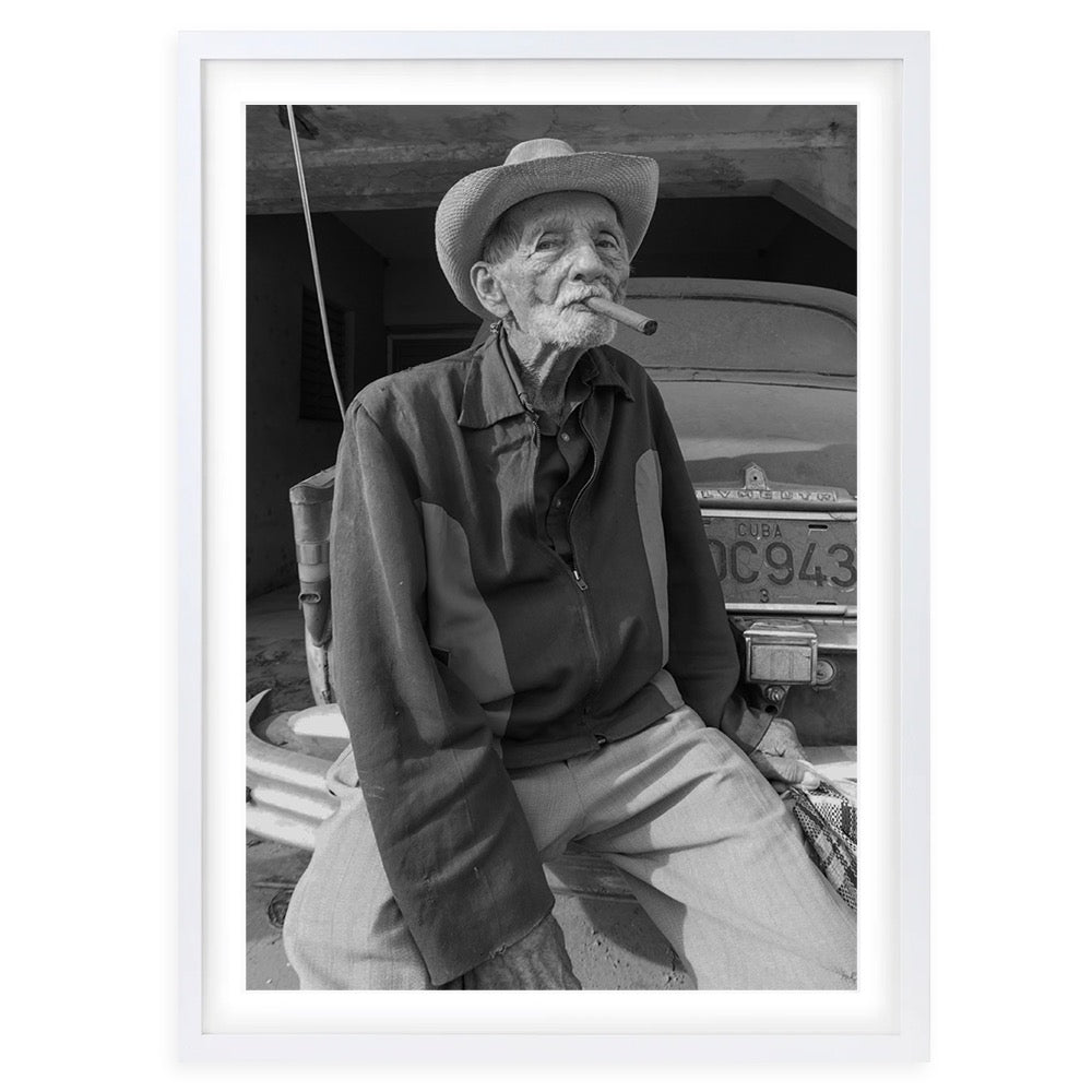 Cigar Man Large 105cm x 81cm Framed A1 Art Print