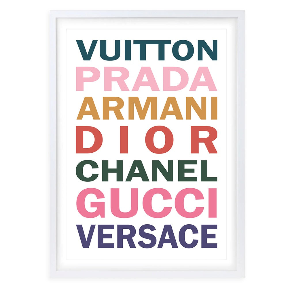 Fashion Names Bold Colour 105cm x 81cm Framed A1 Art Print