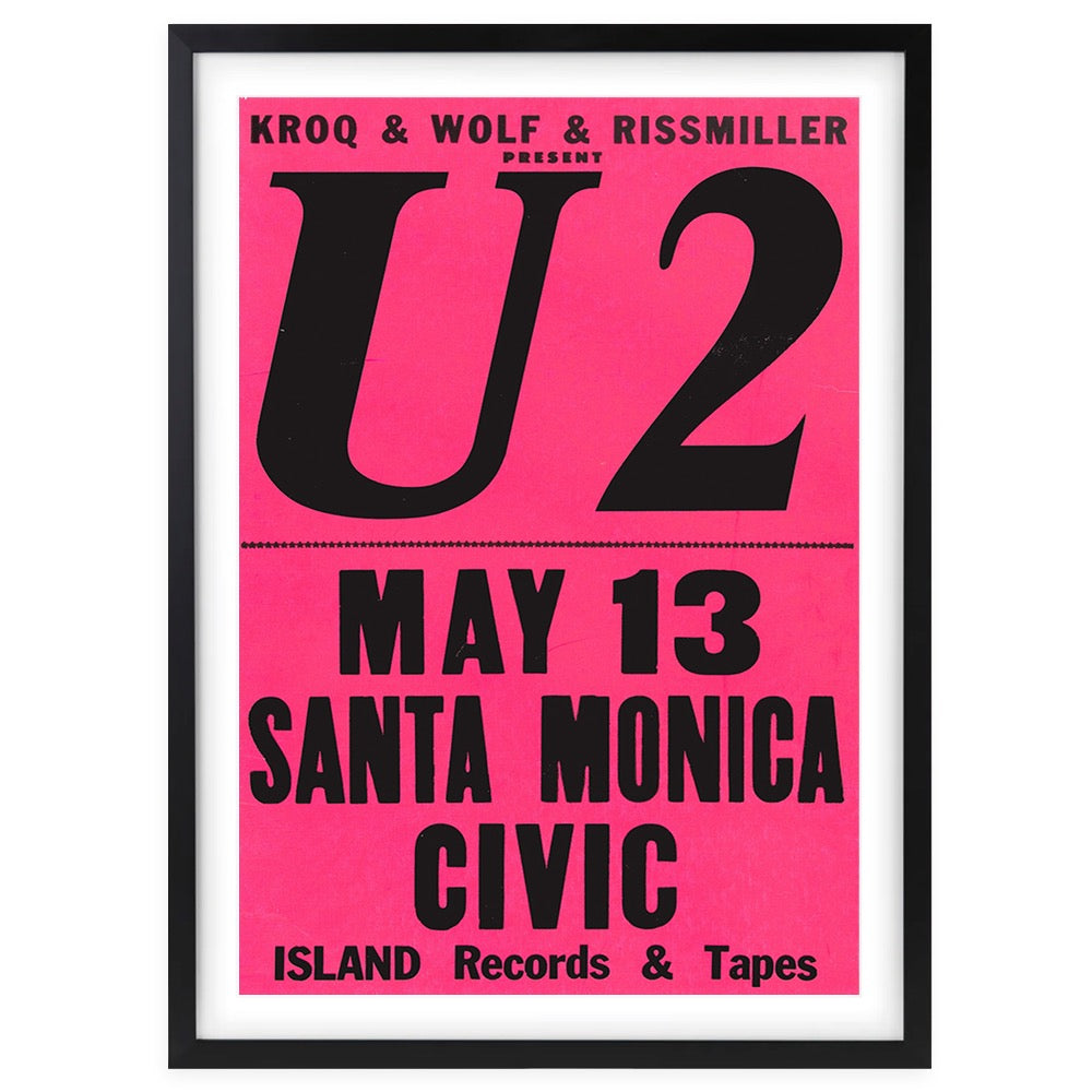 U2 - Santa Monica Civic 1981 105cm x 81cm Framed A1 Art Print