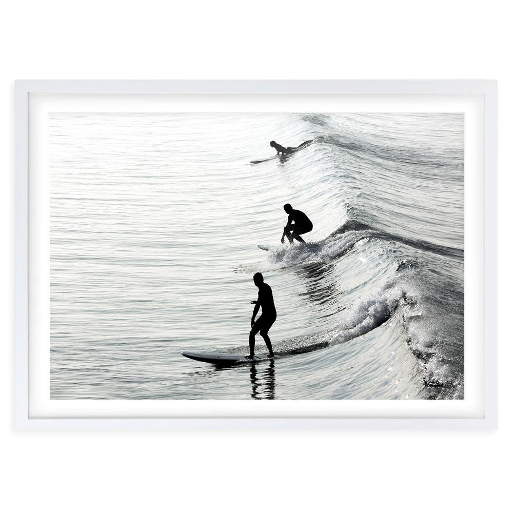 Monochrome Surfers 105cm x 81cm Framed A1 Art Print