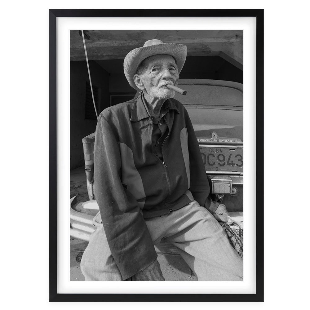 Cigar Man Large 105cm x 81cm Framed A1 Art Print