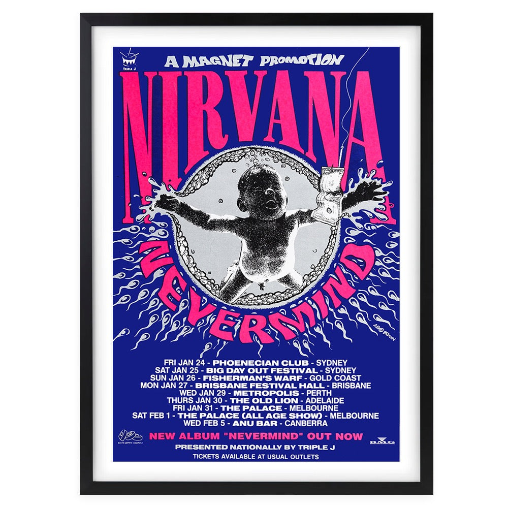 Nirvana - Nevermind Australia 1992 105cm x 81cm Framed A1 Art Print