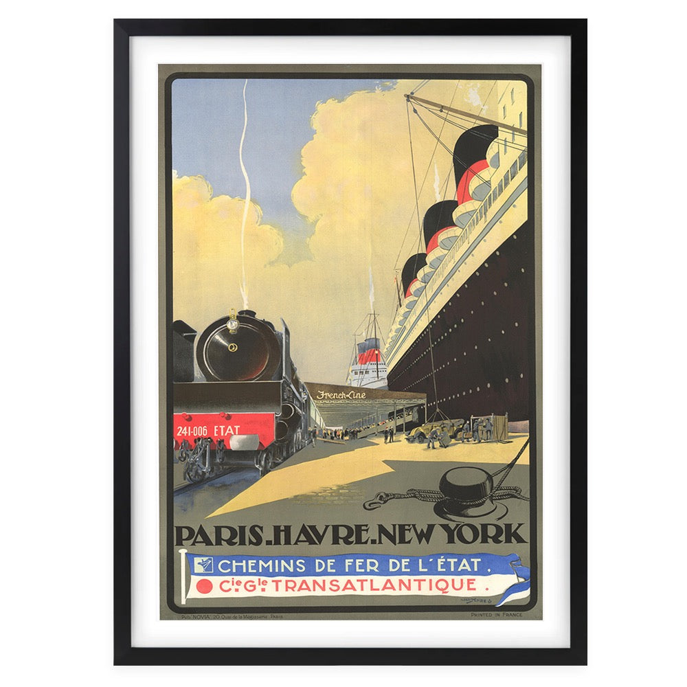 Cie Gle Paris Havre New York Large 105cm x 81cm Framed A1 Art Print