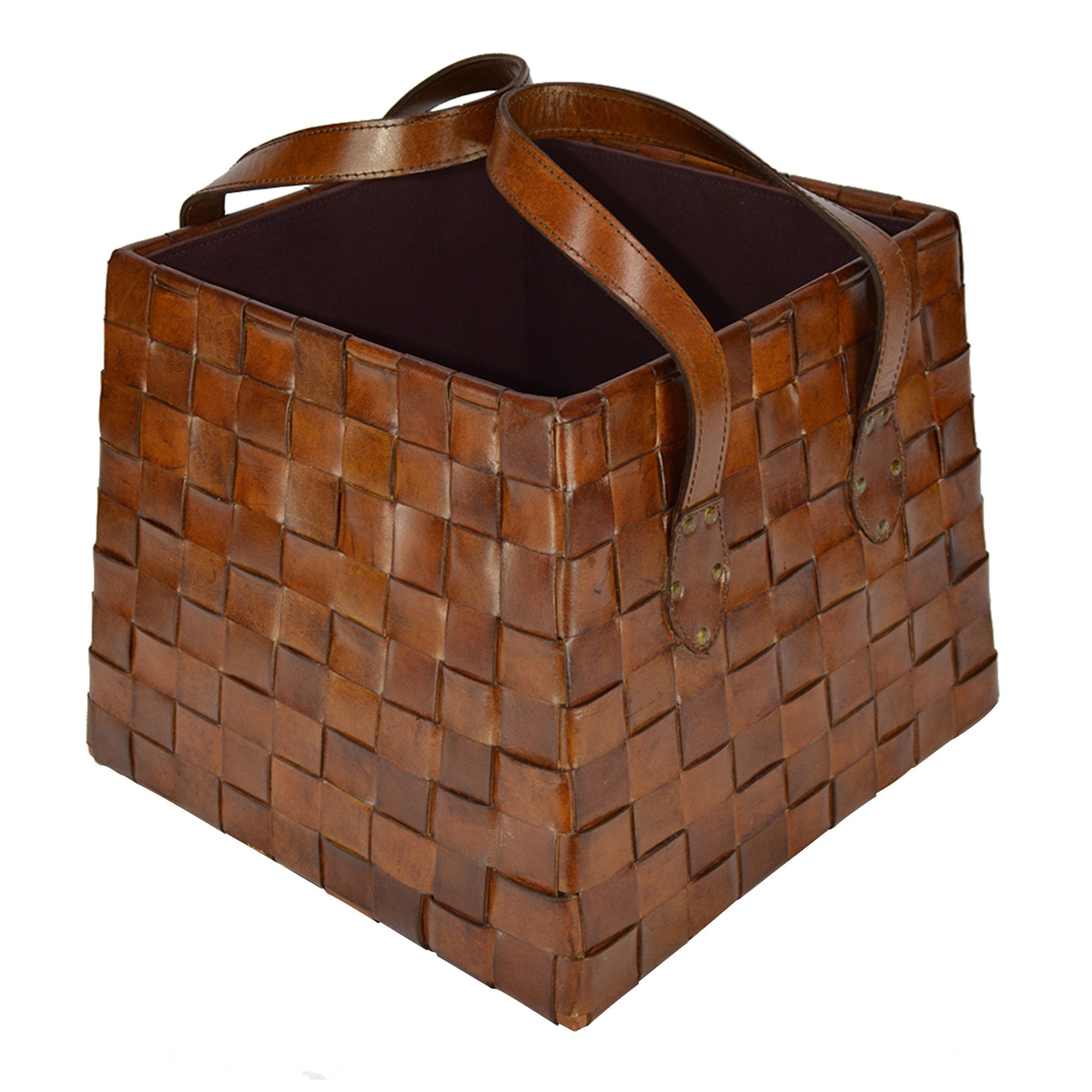 Interwoven Leather Multipurpose Basket (Available in 2 Colors)
