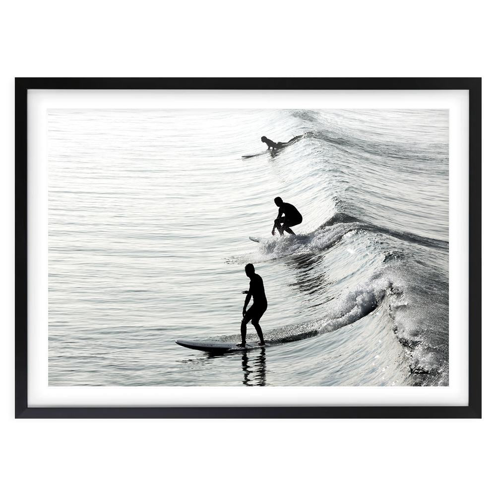 Monochrome Surfers 105cm x 81cm Framed A1 Art Print