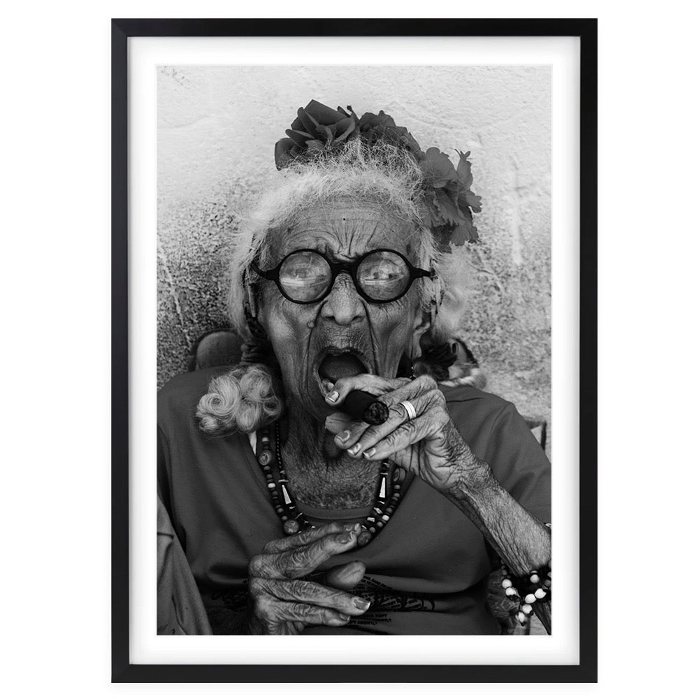 Cigar Lady Large 105cm x 81cm Framed A1 Art Print