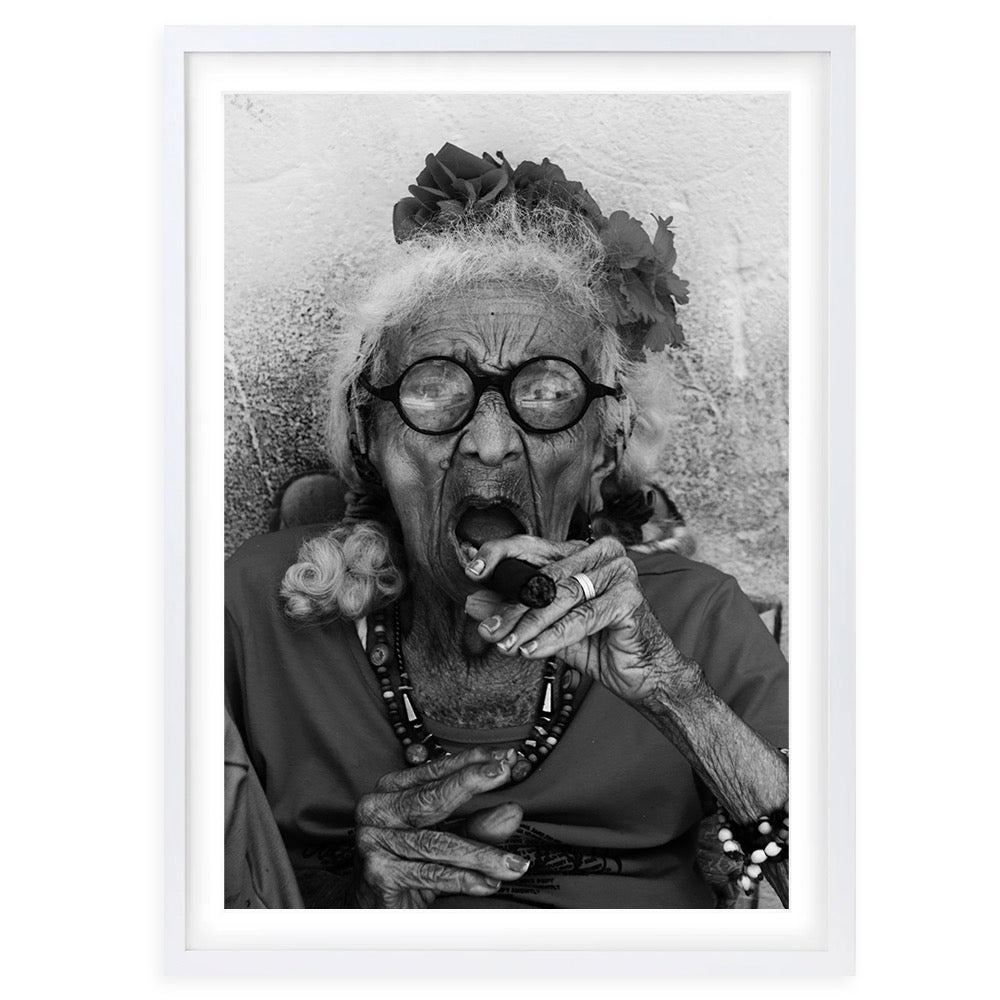 Cigar Lady Large 105cm x 81cm Framed A1 Art Print