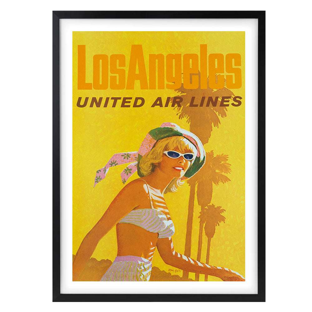Los Angeles United Airlines 105cm x 81cm Framed A1 Art Print