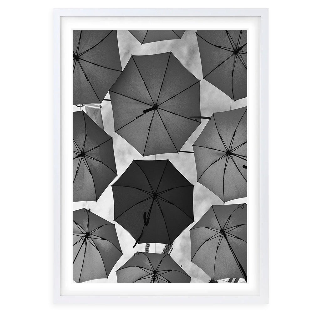 Monochrome Umbrellas 105cm x 81cm Framed A1 Art Print
