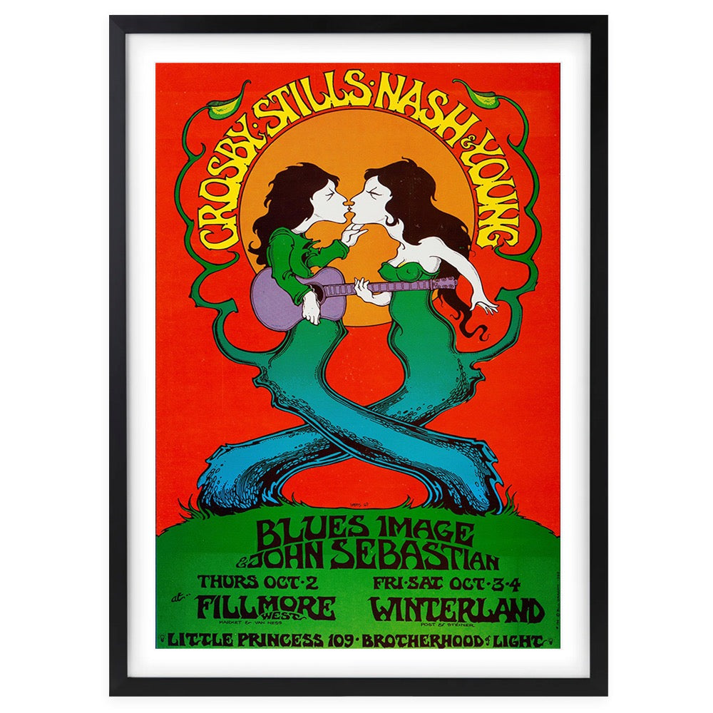 Crosby Stills Nash Young 1969 Large 105cm x 81cm Framed A1 Art Print