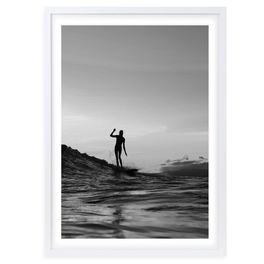 Monochrome Surfer Girl 105cm x 81cm Framed A1 Art Print