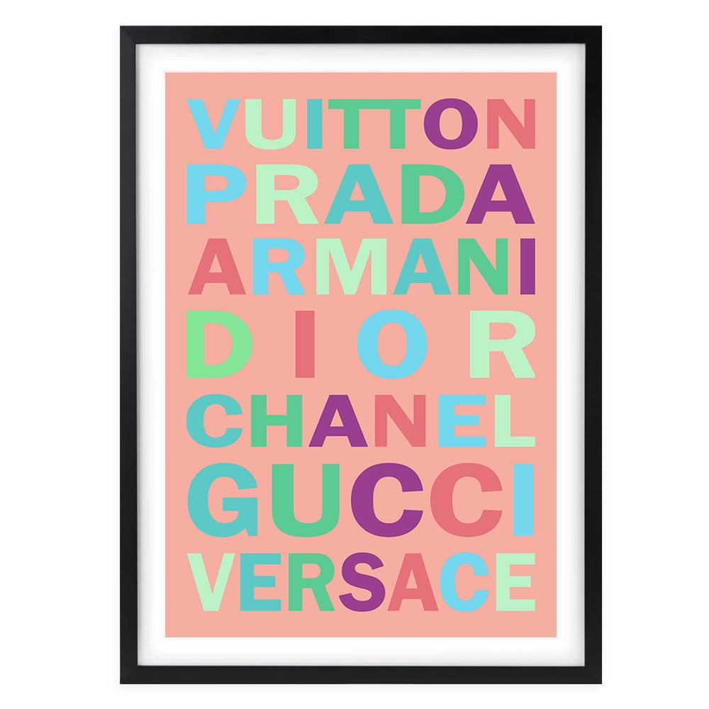 Fashion Names Bold Colour 3 105cm x 81cm Framed A1 Art Print