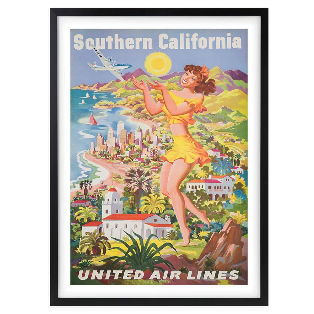 Southern California United Airlines 105cm x 81cm Framed A1 Art Print