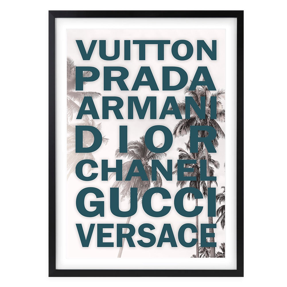 Fashion Names Bold On Palm Trees 105cm x 81cm Framed A1 Art Print