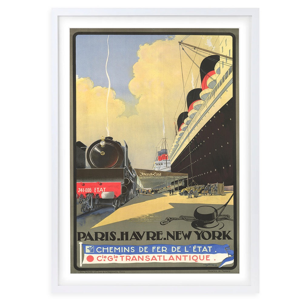 Cie Gle Paris Havre New York Large 105cm x 81cm Framed A1 Art Print
