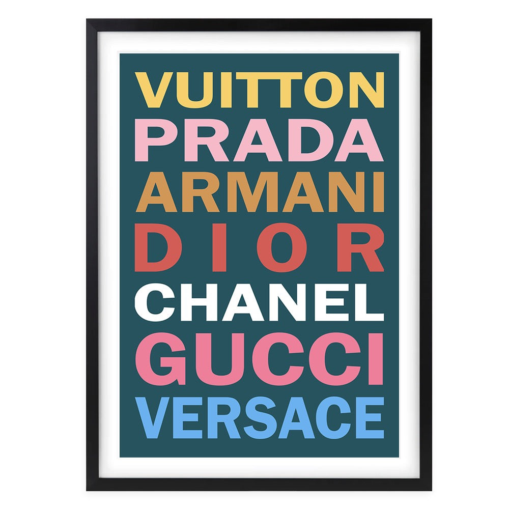 Fashion Names Bold Colour 2 105cm x 81cm Framed A1 Art Print