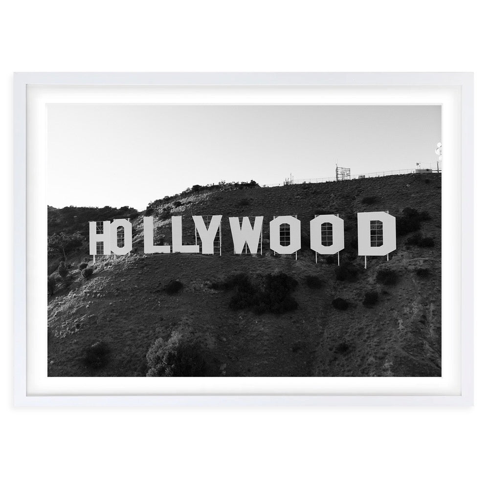 Monochrome Hollywood Sign 105cm x 81cm Framed A1 Art Print