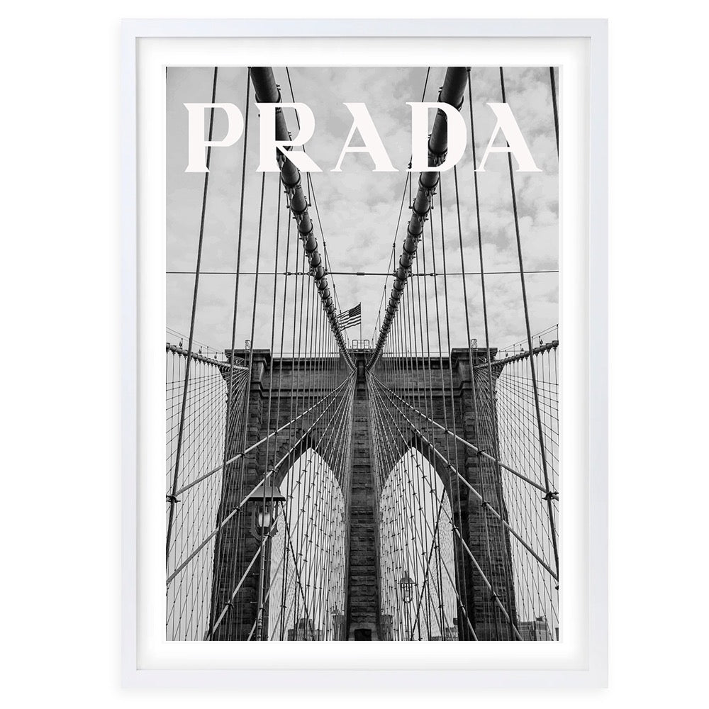 Prada Brooklyn Bridge 105cm x 81cm Framed A1 Art Print