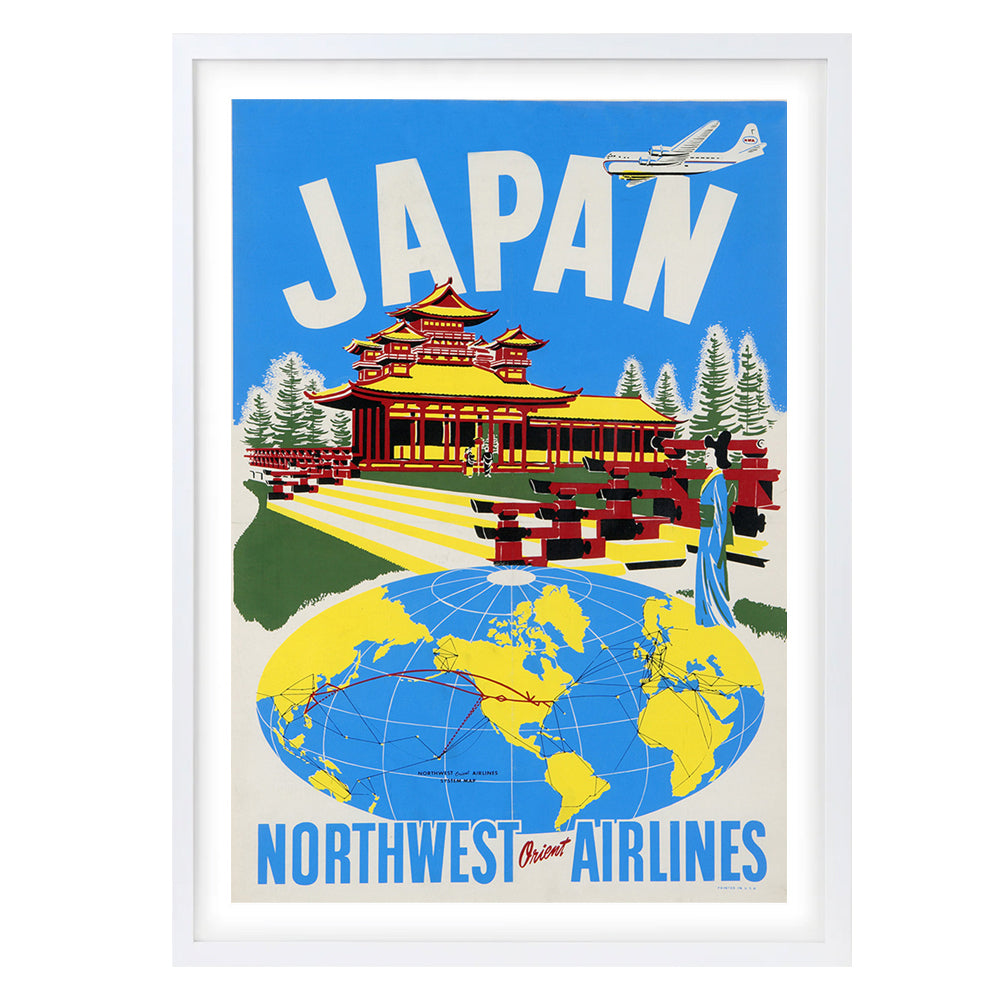 Japan Northwest Airways 105cm x 81cm Framed A1 Art Print