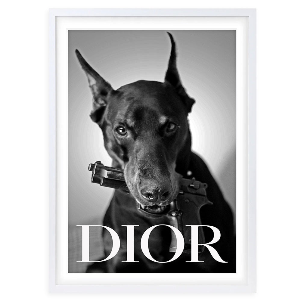 Dior Dog Framed A1 105cm x 81cm Art Print