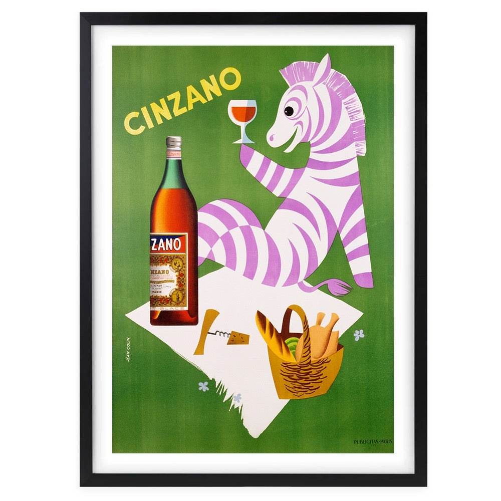 Cinzano Zebra Large 105cm x 81cm Framed A1 Art Print