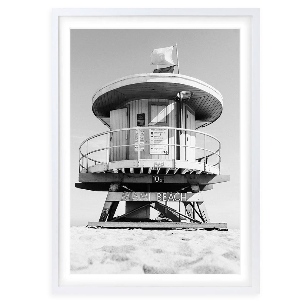Miami Beach Hut 105cm x 81cm Framed A1 Art Print