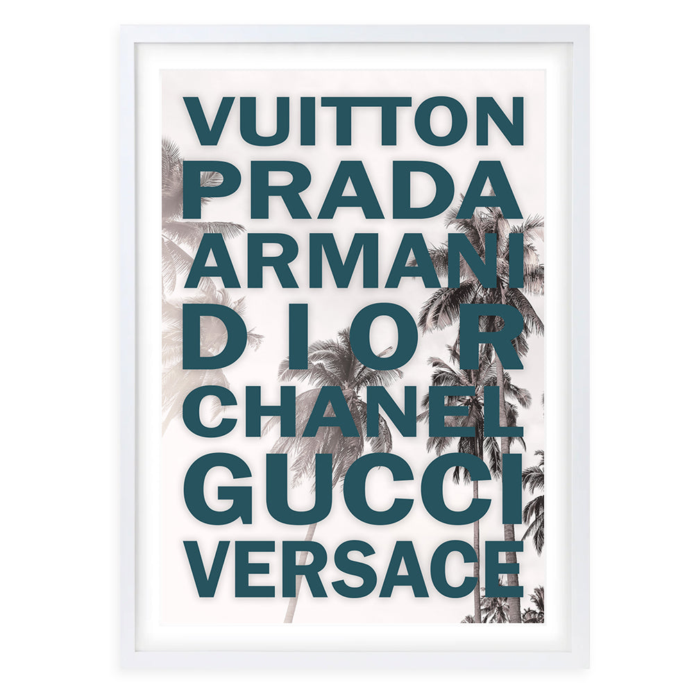 Fashion Names Bold On Palm Trees 105cm x 81cm Framed A1 Art Print