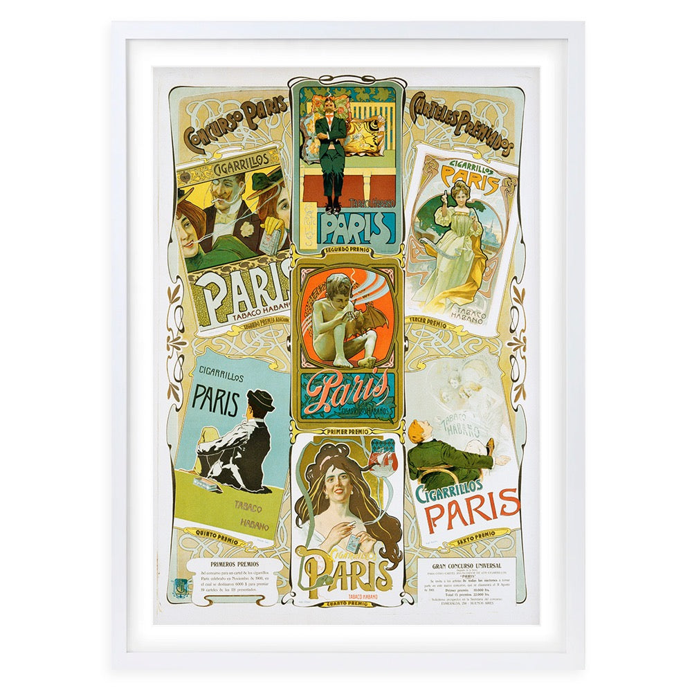 Paris Cigarrillos 105cm x 81cm Framed A1 Art Print