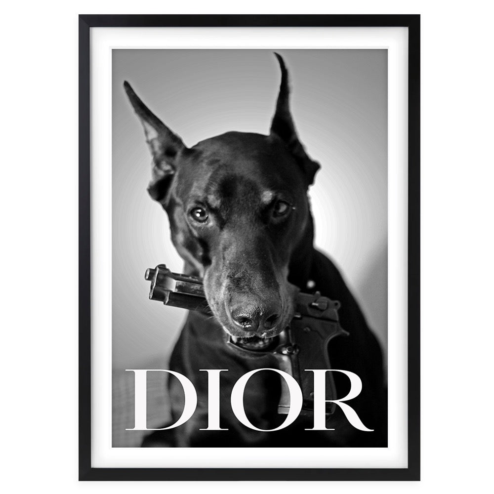 Dior Dog Framed A1 105cm x 81cm Art Print
