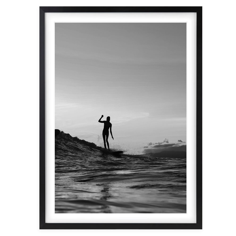 Monochrome Surfer Girl 105cm x 81cm Framed A1 Art Print