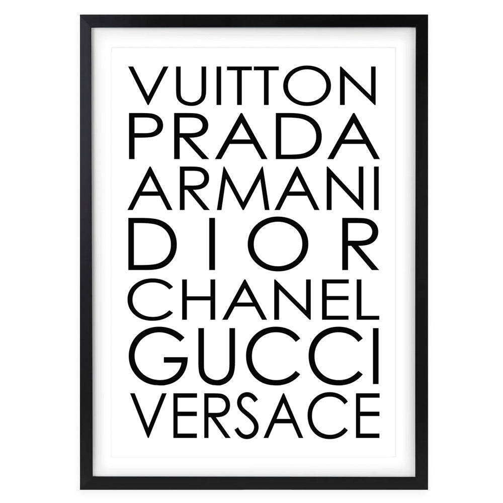 Fashion Names Regular 105cm x 81cm Framed A1 Art Print