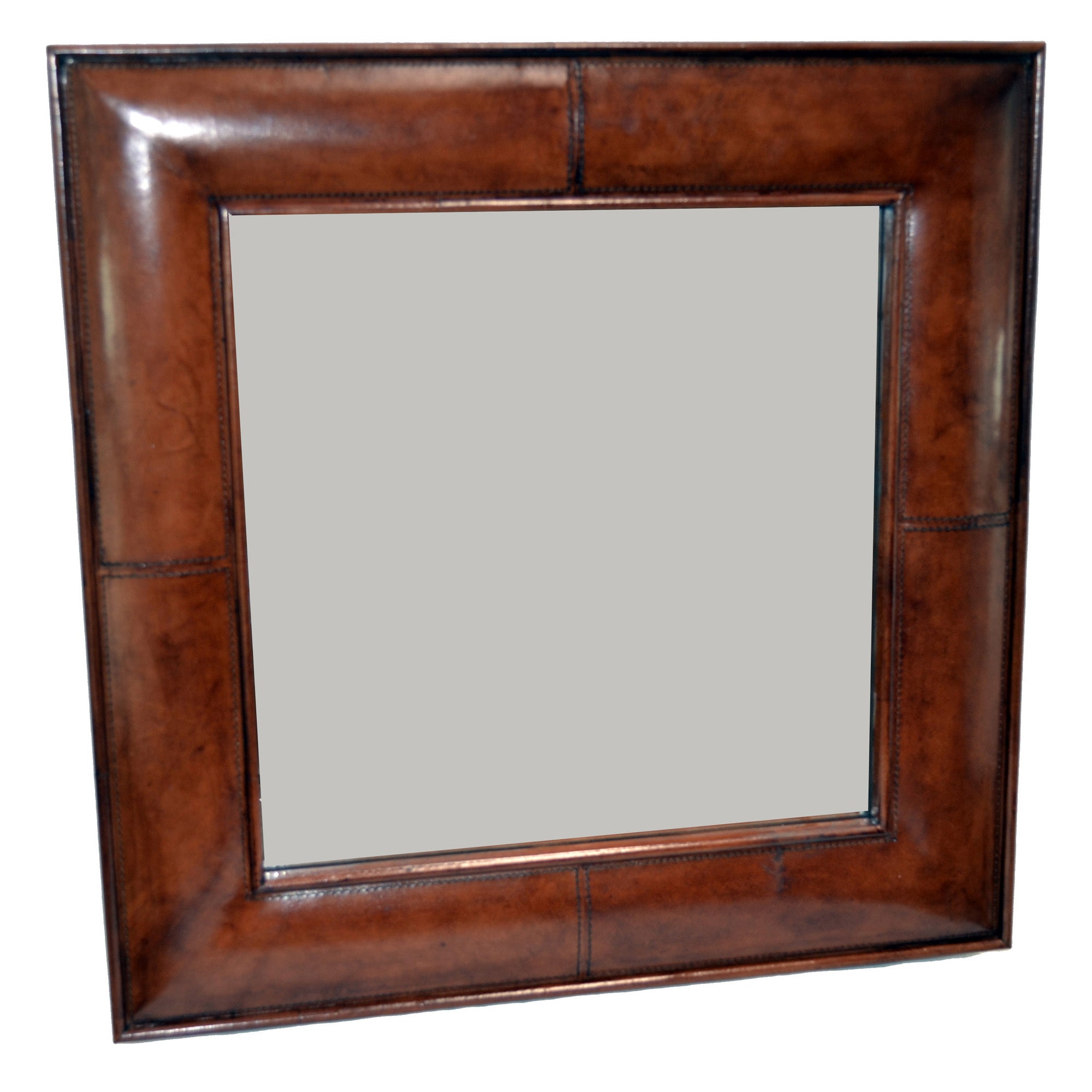 Square Elegant Buffalo Leather Mirror (3 Colors to Choose)