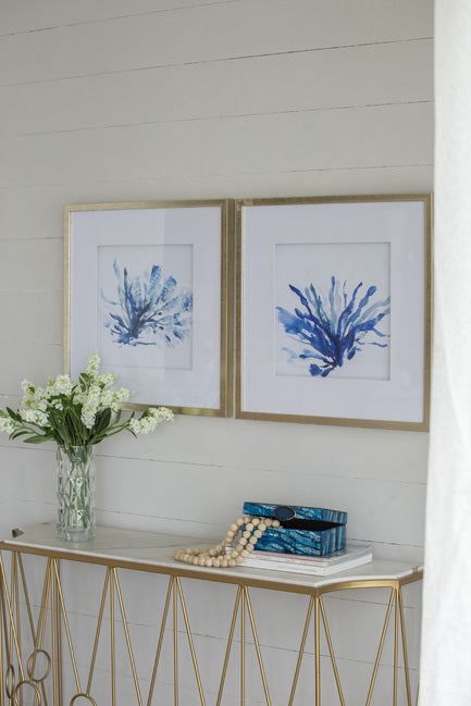 Abstract Blue Coral Framed Prints Set of 2