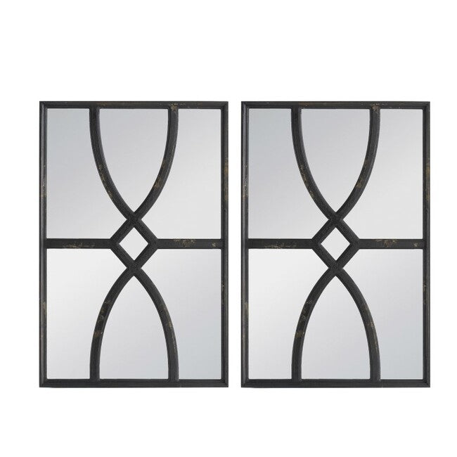 Black Carved Wall Mirrors Set of 2