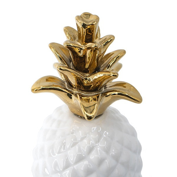 Pineapple Ceramic Ornament with a Gold Crown