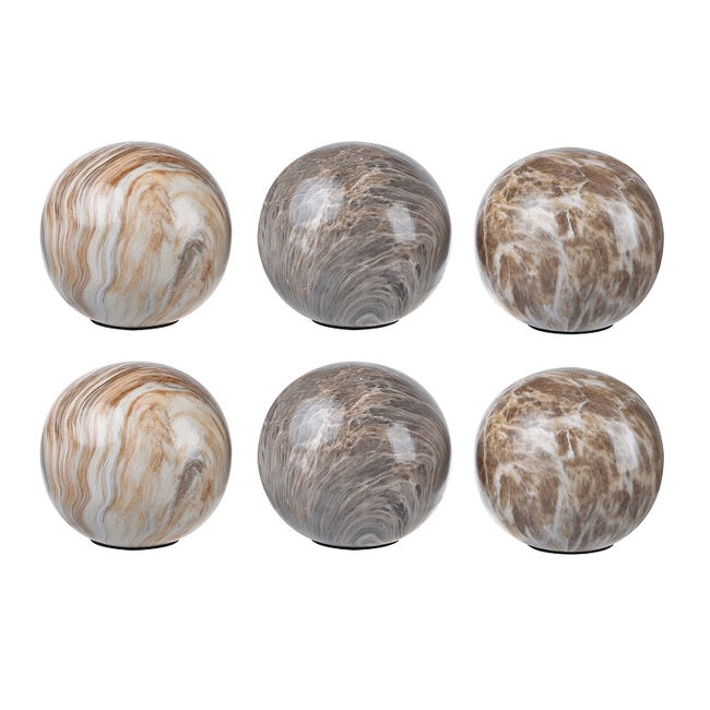 Brown Marbleized Set of 6 balls