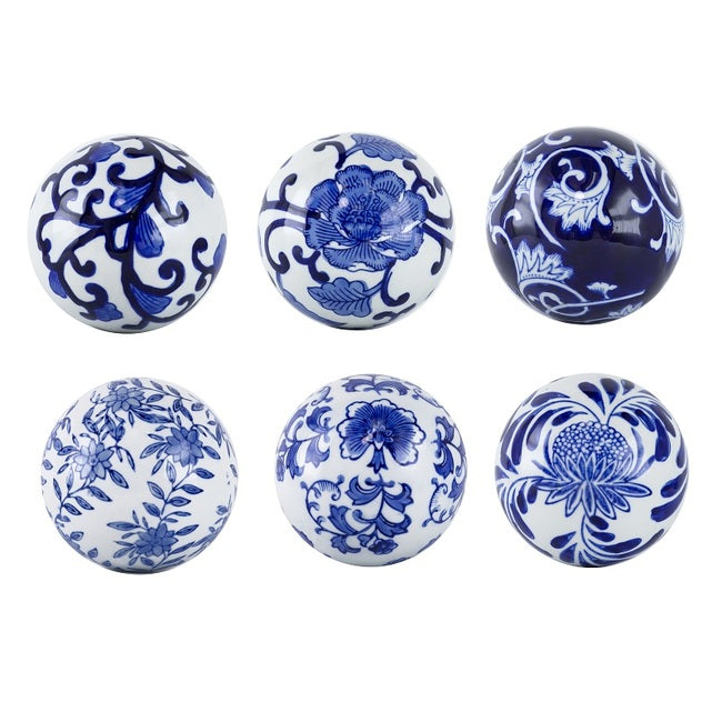 Set of 6 Aline Ceramic Decorative Balls 10cms