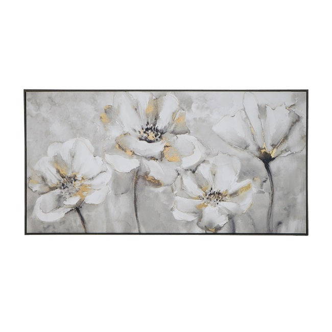 The Flowers Abstract With Foil Framed Canvas Print