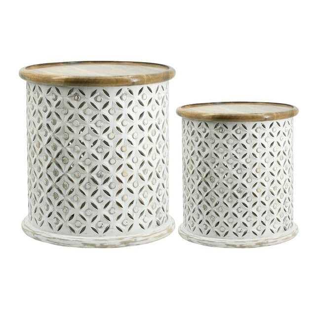 Intricate Cutwork Set of 2 Side Tables